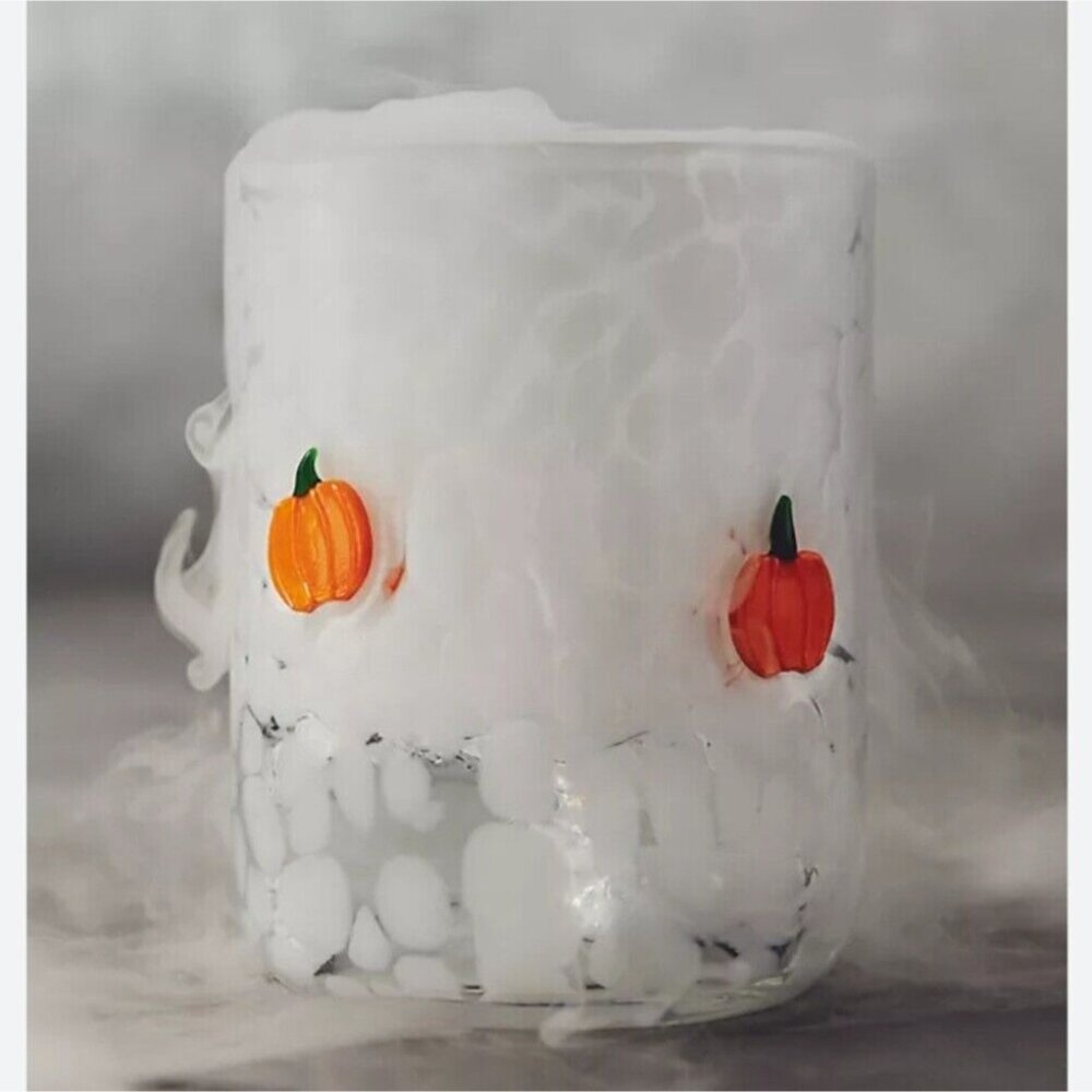 Anthropologie Halloween Mystic Pumpkin Juice Glass Orange New Ready To Ship Icon